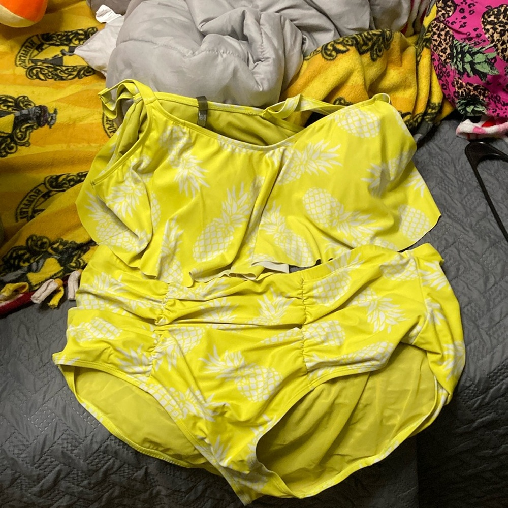 Yellow Pineapple Print Swimsuit